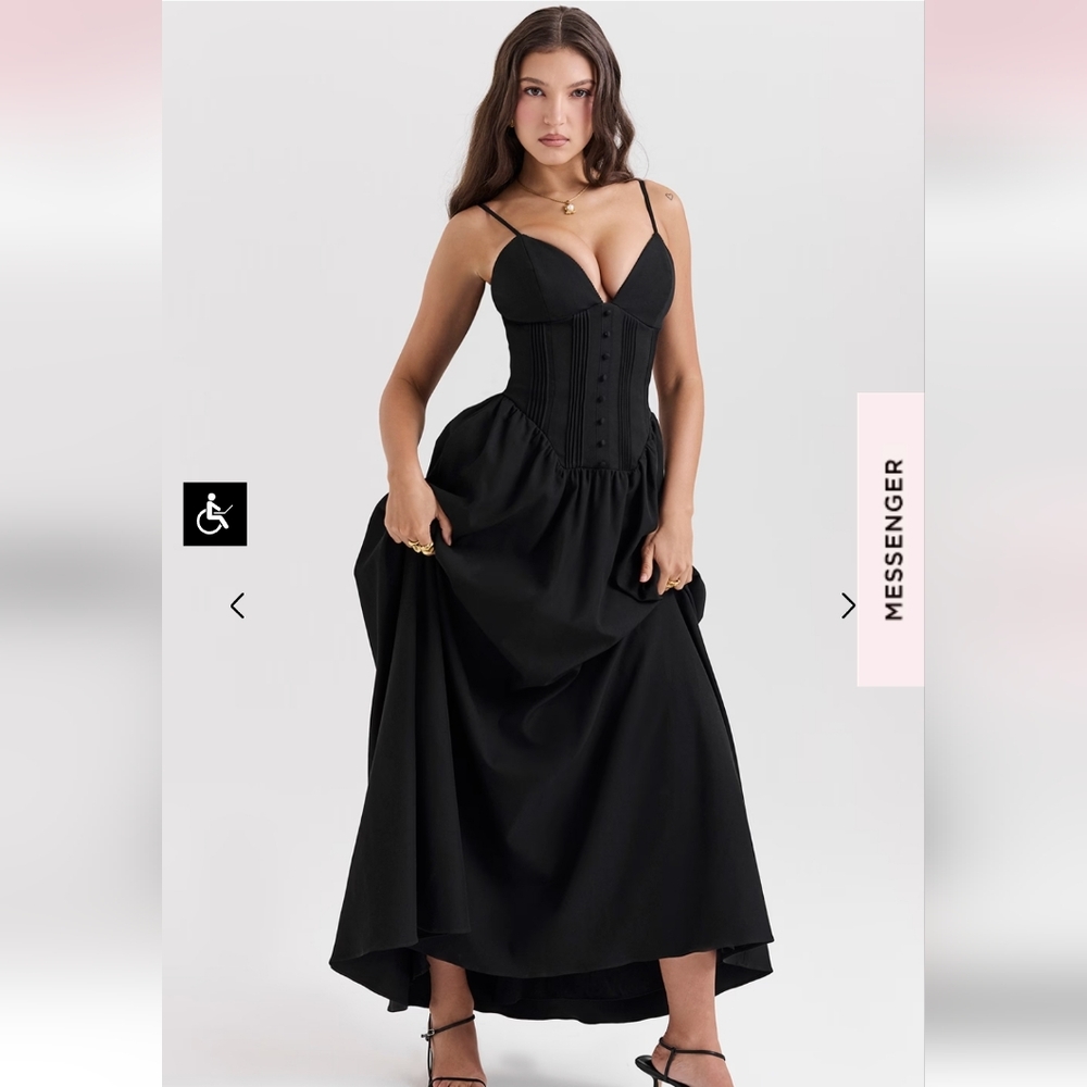 House of CB Lova Black Corset Maxi Dress